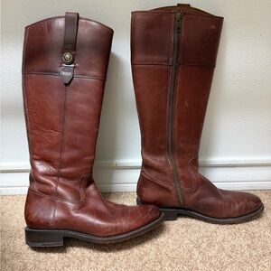 Frye Jayden Button Tall Riding Boots Brown Women Size 8